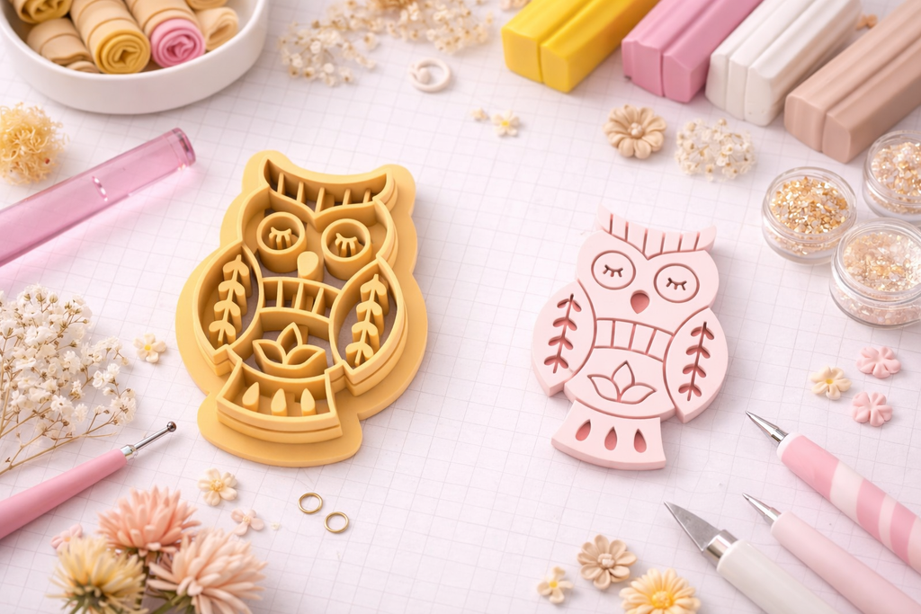 Emporte-pièce hibou mandala – pâte polymère bijoux DIY – 25 à 45 mm – EP-372 – fabriqué en France
