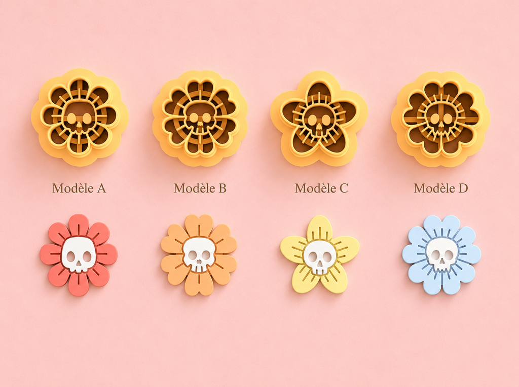 Emporte-pièce Fleur tête de mort – Modèle au choix – 20 à 45 mm – EP-625