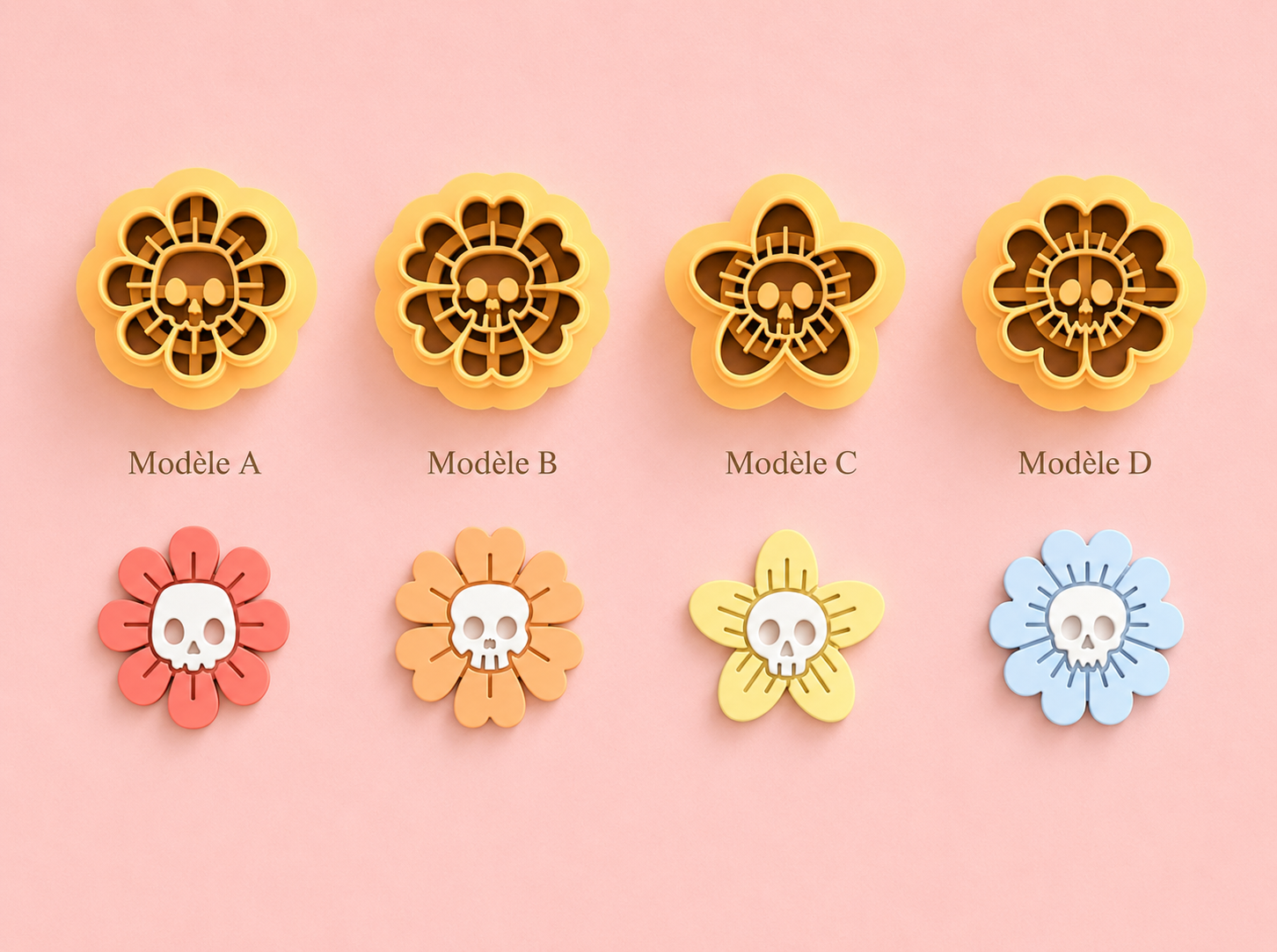 Emporte-pièce Fleur tête de mort – Modèle au choix – 20 à 45 mm – EP-625