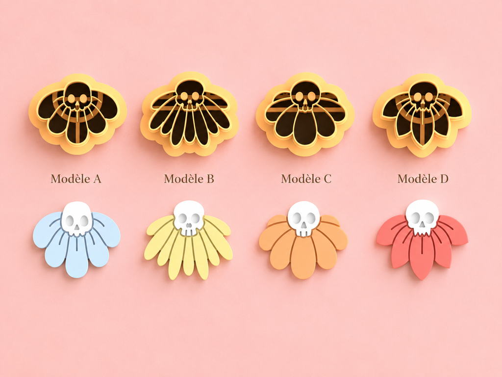 Emporte-pièce Fleur tête de mort – Modèle au choix – 25 à 45 mm – EP-626