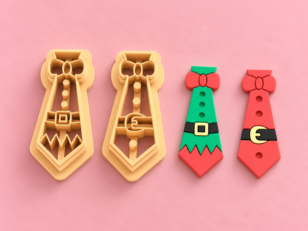 Emporte-pièces Cravates de Noël Lutin et Père Noël – Lot de 2 – 40 à 60 mm – EP-806