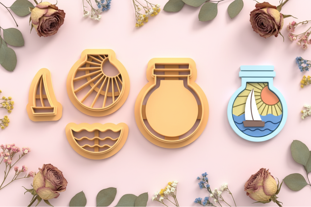 Emporte-pièce souvenirs bord de mer en bouteille DIY – lot de 4 – 30 à 50 mm – EP-462