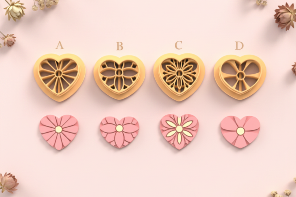 Emporte-pièce cœurs fleuris DIY – 4 modèles au choix – 20 à 45 mm – EP-473