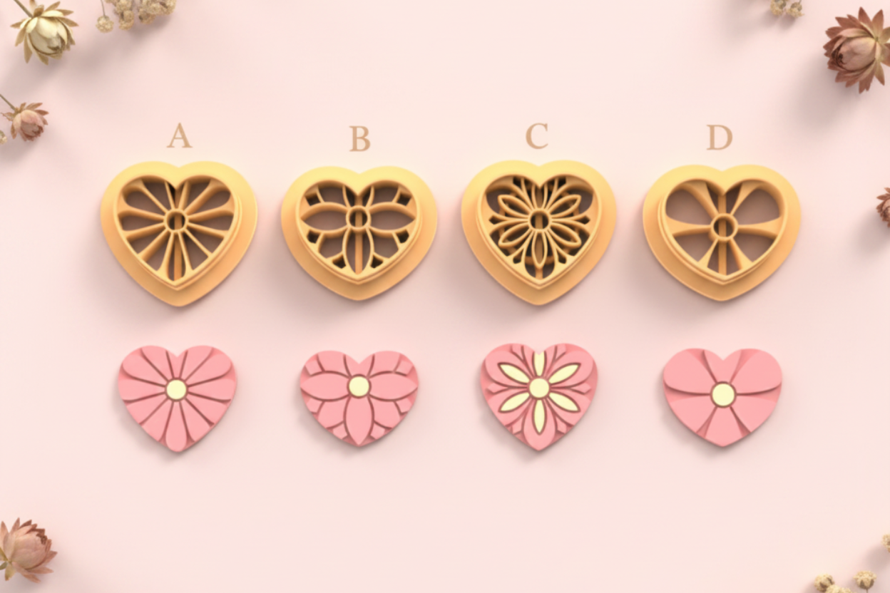 Emporte-pièce cœurs fleuris DIY – 4 modèles au choix – 20 à 45 mm – EP-473