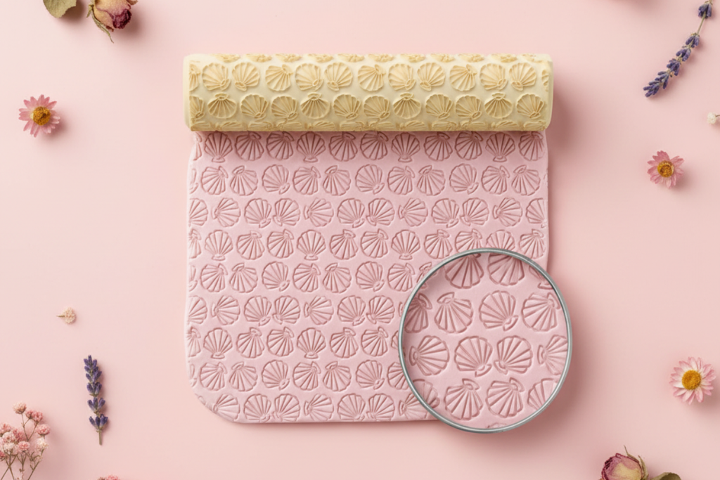 Rouleau texturé coquillages marins DIY – 10 cm x 2 cm