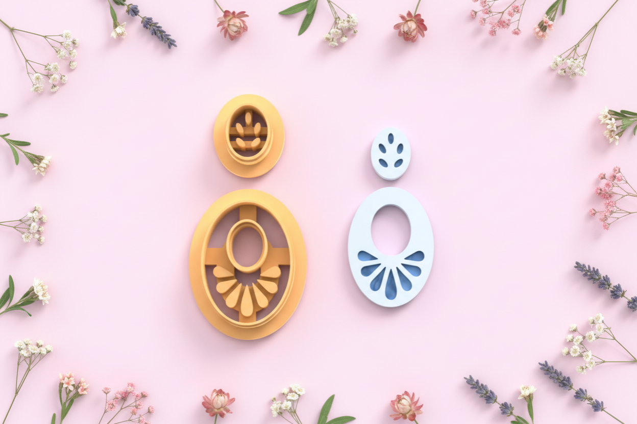 Emporte-pièce ovale floral suspendu DIY – 30 à 50 mm – EP-475