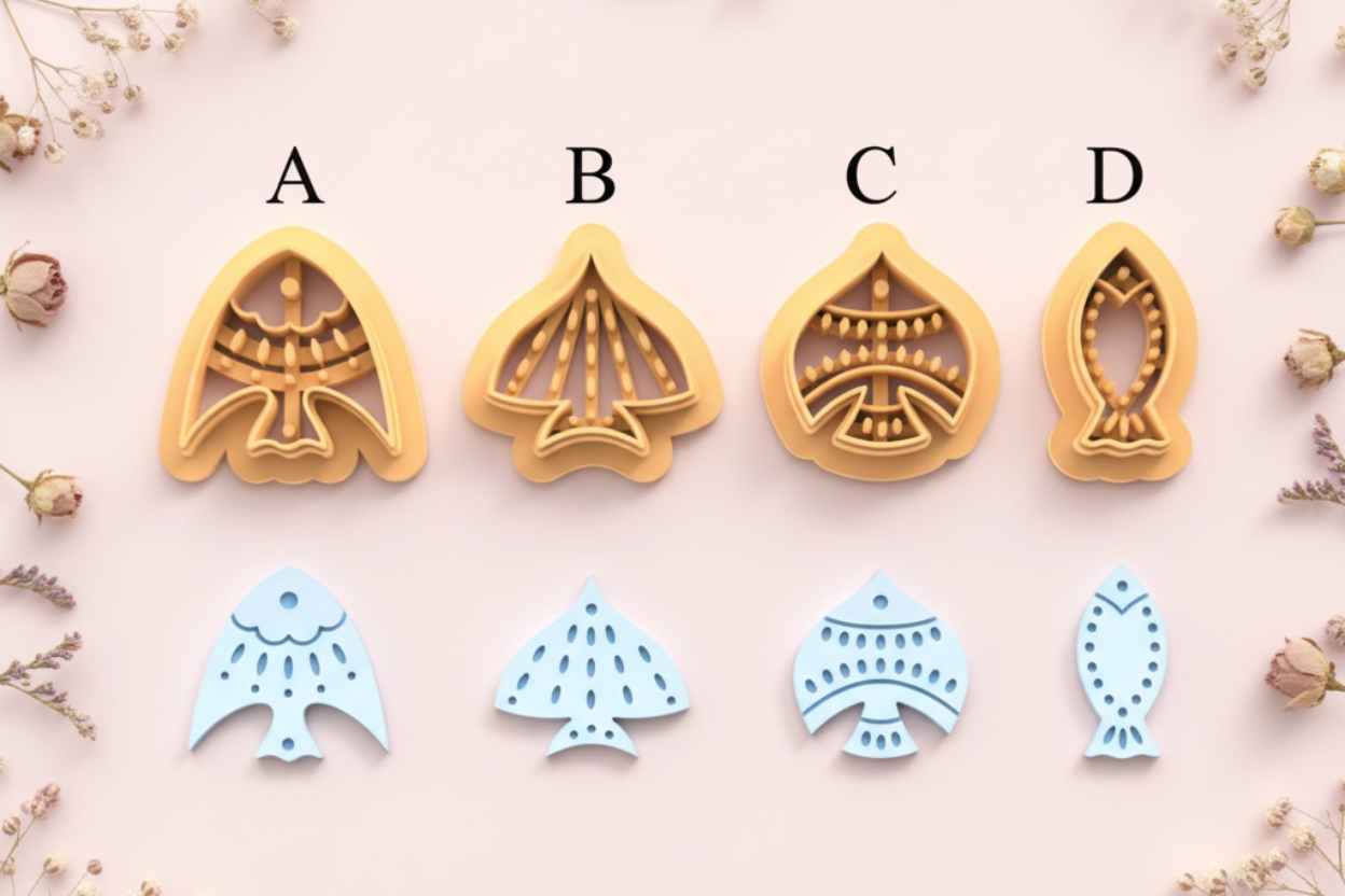 Emporte-pièce poissons bohèmes DIY – 4 modèles au choix – 20 à 40 mm – EP-480