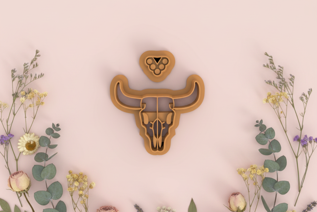 Emporte-pièce tête de buffle western & détail tribal – bijoux DIY – 25 à 40 mm – EP-493
