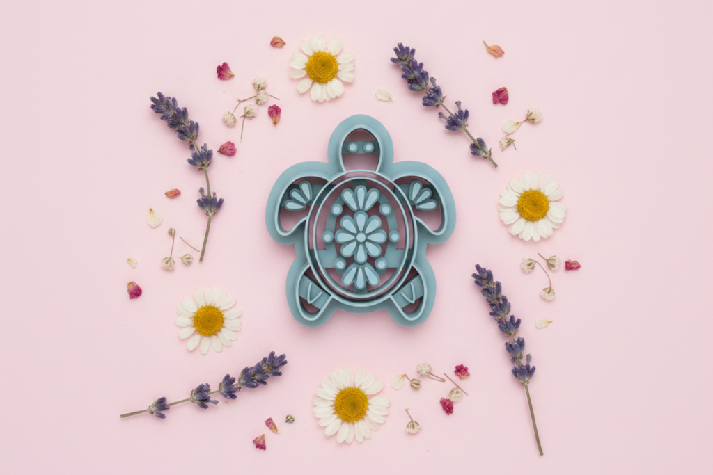 Emporte-pièce tortue fleurie – bijoux DIY thème marin – 30 à 45 mm – EP-507