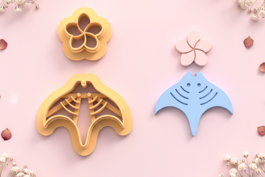 Emporte-pièce raie et fleur tropicale DIY – lot de 2 – 30 à 50 mm – EP-453