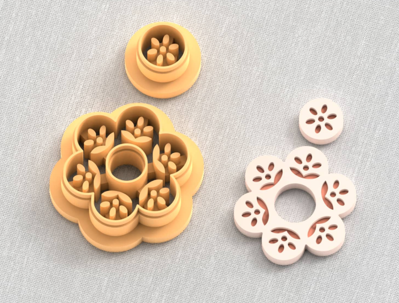 Emporte-pièce fleur ajourée & mini fleur – bijoux pâte polymère – 30 à 50 mm – EP-206