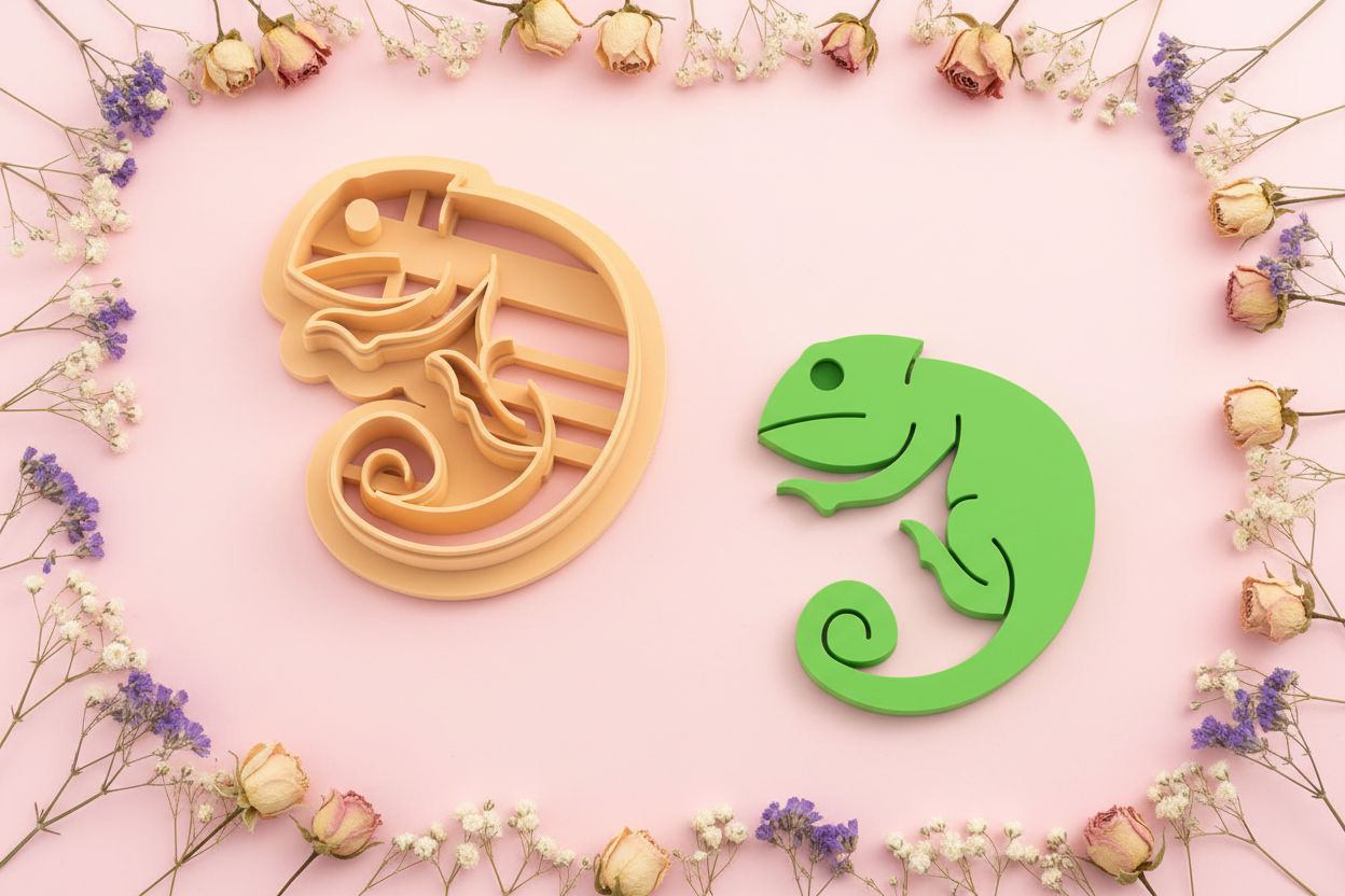 Emporte-pièce caméléon détaillé – bijoux pâte polymère – 25 à 45 mm – EP-207