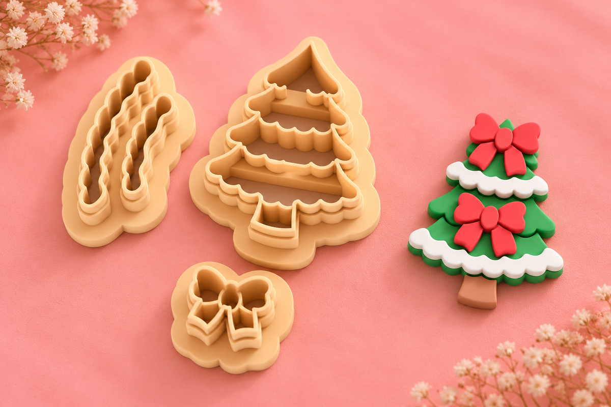 Emporte-pièces Sapin de Noël Décoré – Lot de 3 – Spécial bijoux et créations de Noël – 25 à 45 mm