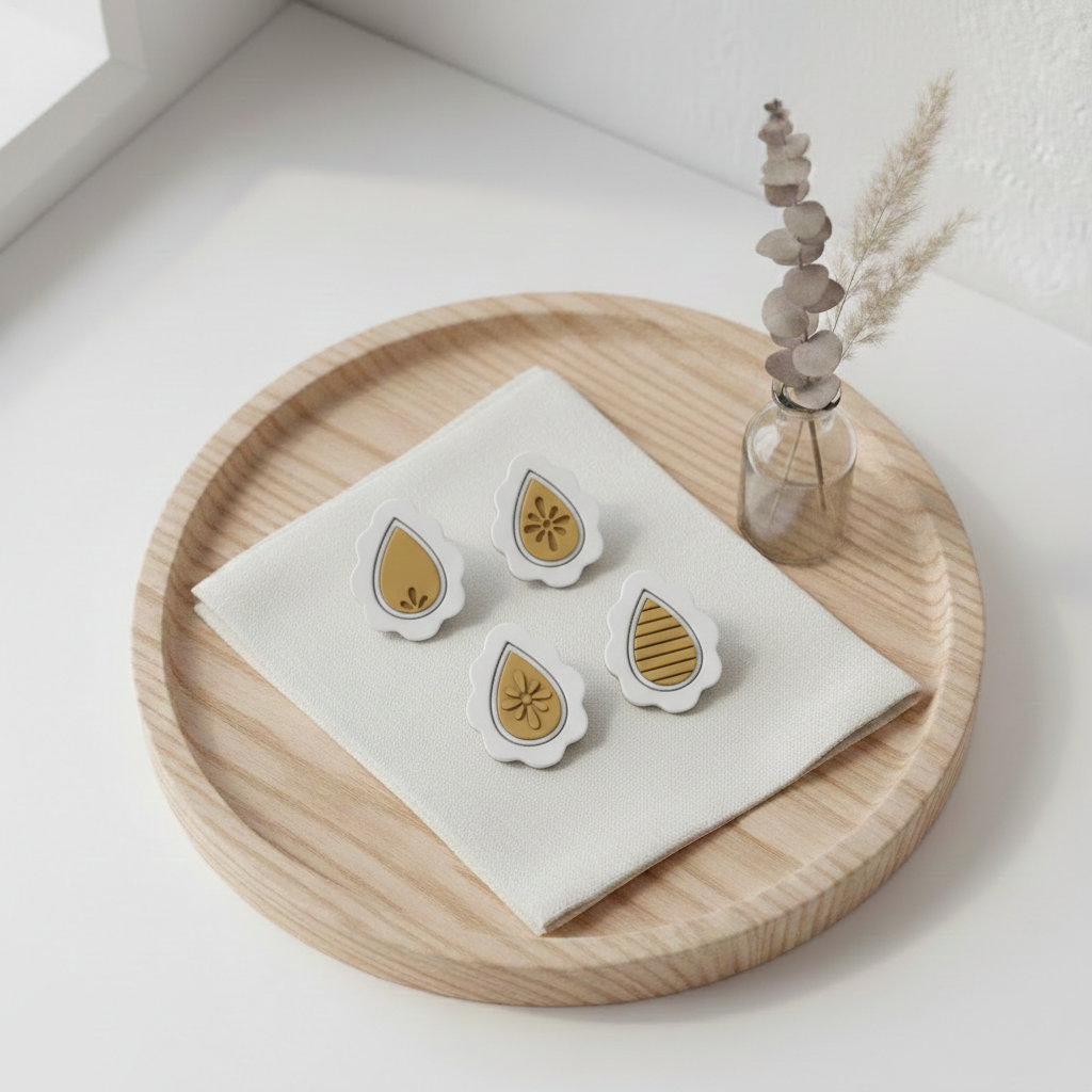 Lot de 7 emporte-pièces goutte fleur texturée – pâte polymère bijoux – effet relief élégant – DIY boucles d’oreilles