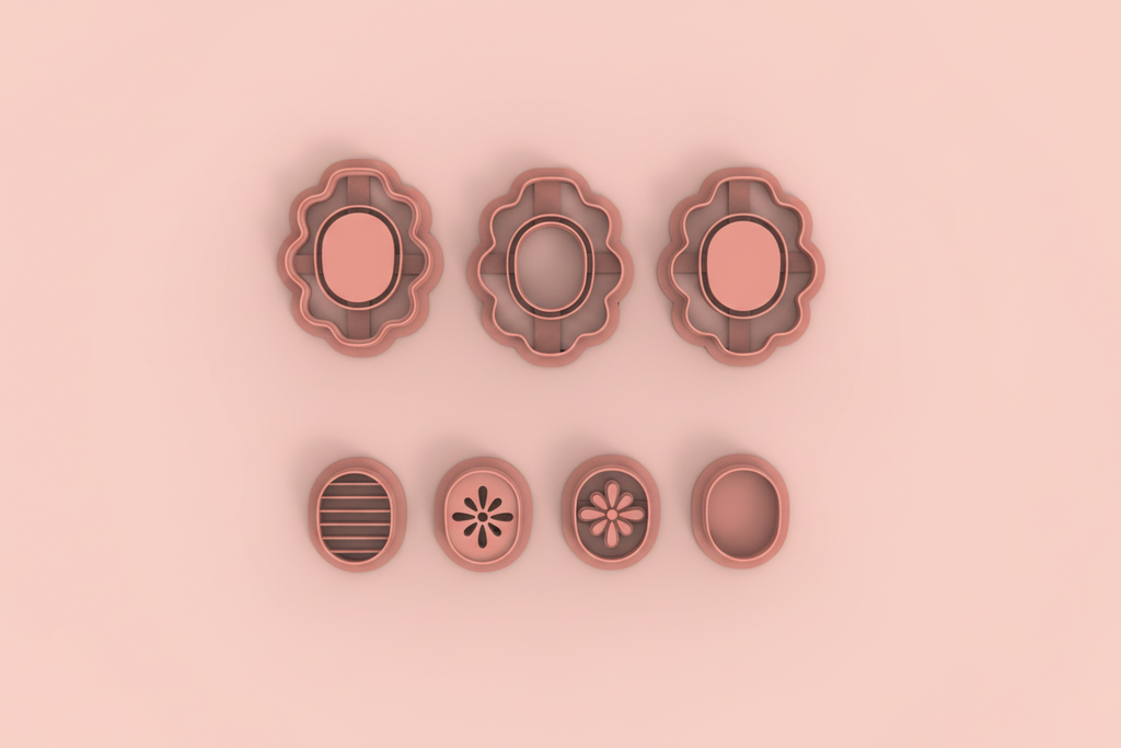 Kit emporte-pièces ovales texturés – bijoux pâte polymère – fleurs relief & motifs – lot complet DIY –