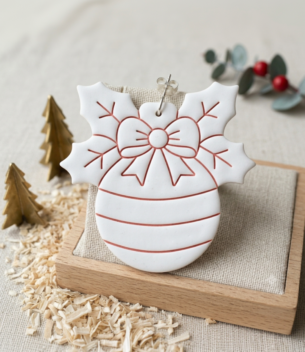 Emporte-pièce cloche de Noël avec houx et nœud EP-588 – Pampilles et boucles d'oreilles – 20 à 35 mm