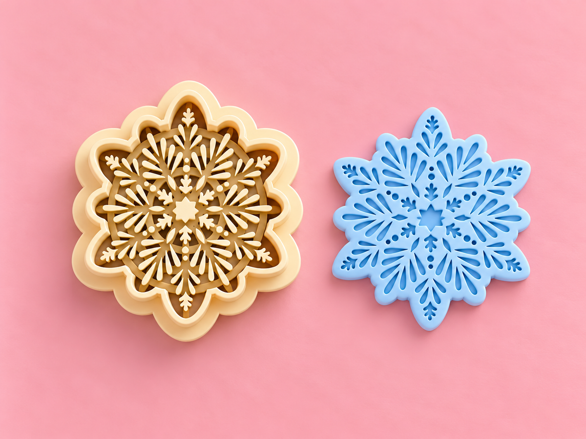 Emporte-pièce Flocon de neige étoilé – Motif cristaux de glace – 25 à 45 mm – EP-810