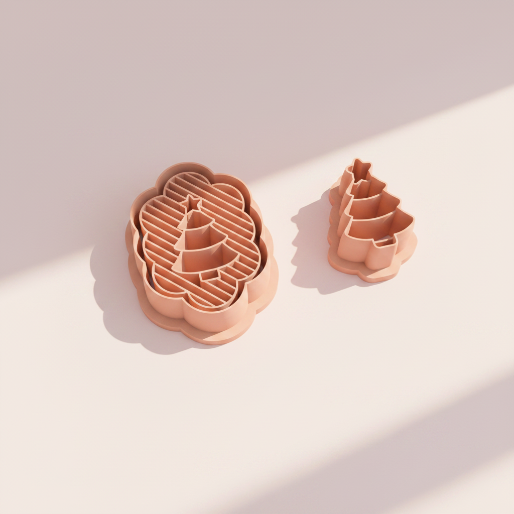 Emporte-pièces sapin de Noël et mini sapin – Lot de 2 – EP-593 – Pampilles et boucles d'oreilles – 30 à 45 mm