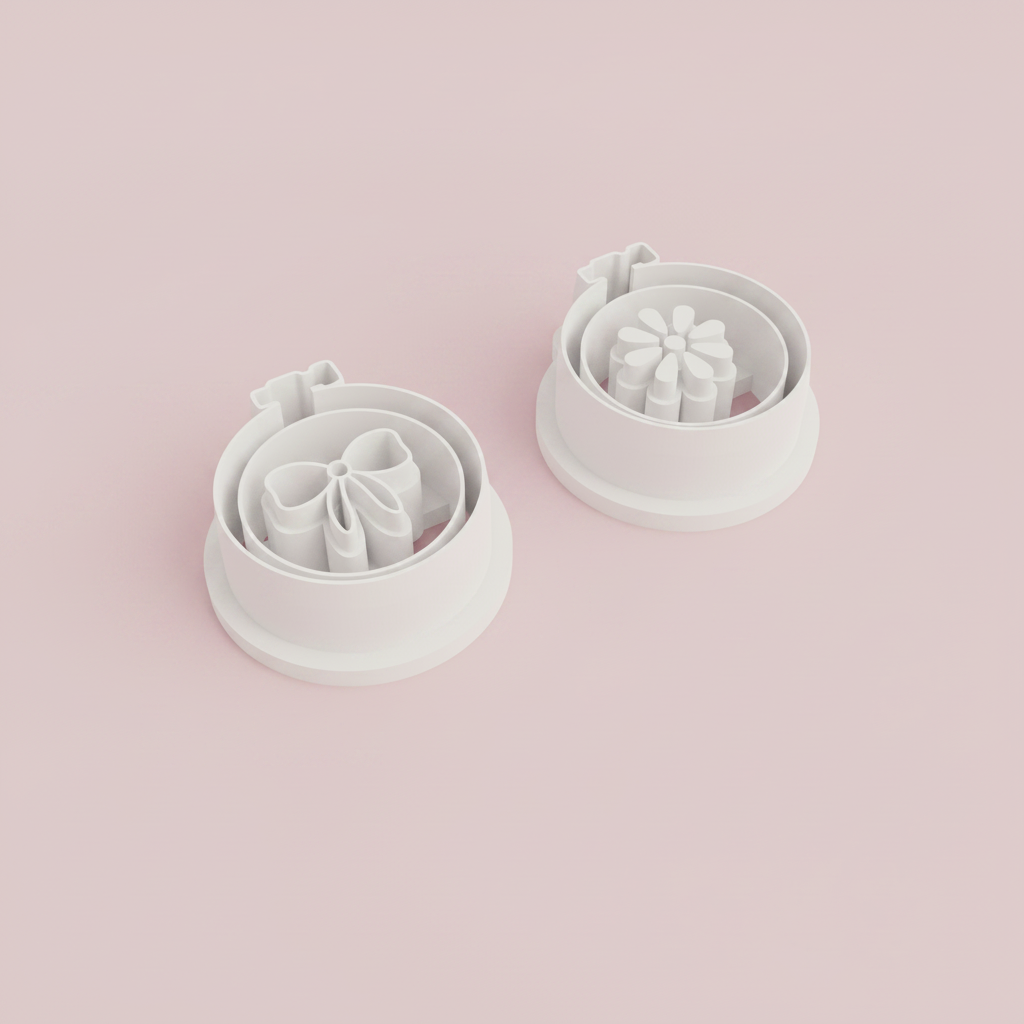 Emporte-pièces Tambours à broder – Nœud & Fleur – Lot de 2 – 20 à 35 mm – EP-533