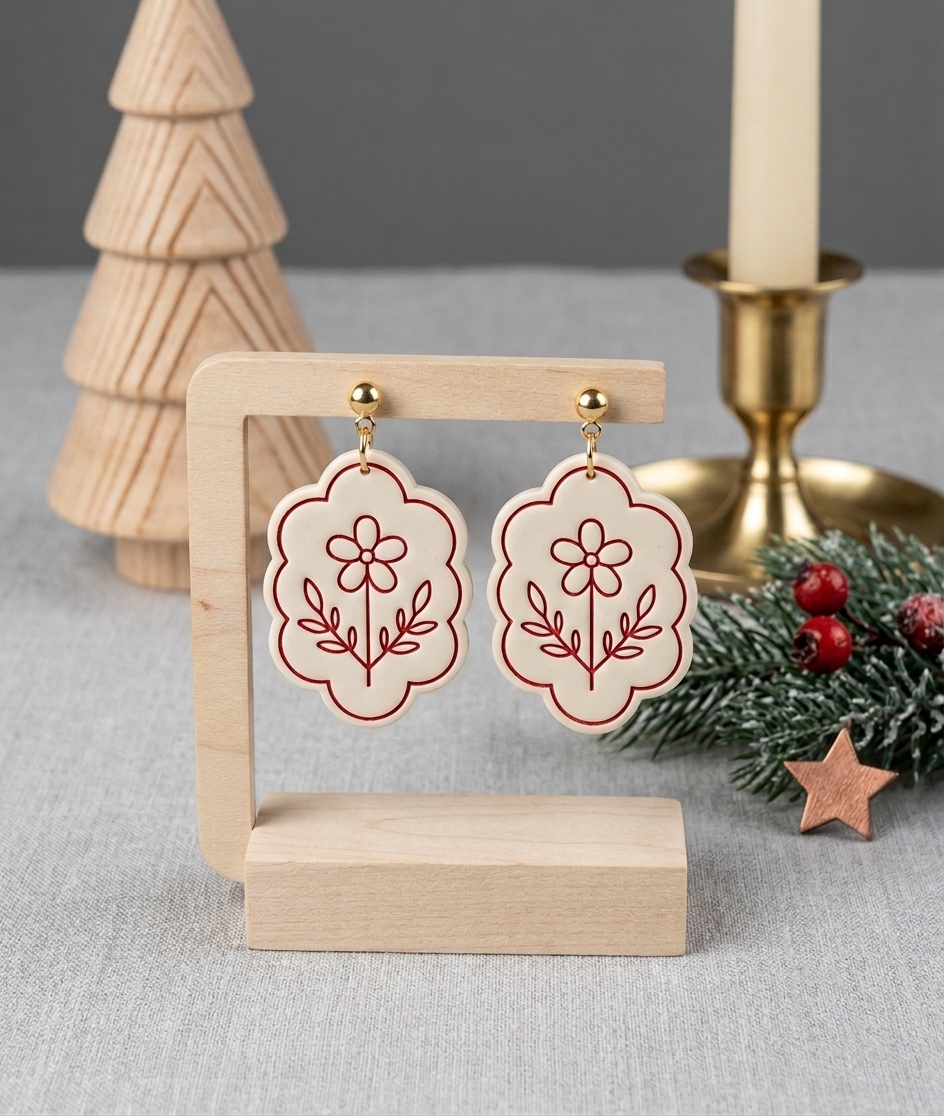 Emporte-pièce cadre floral avec fleur botanique EP-594 – Pampilles et boucles d'oreilles – 30 à 45 mm