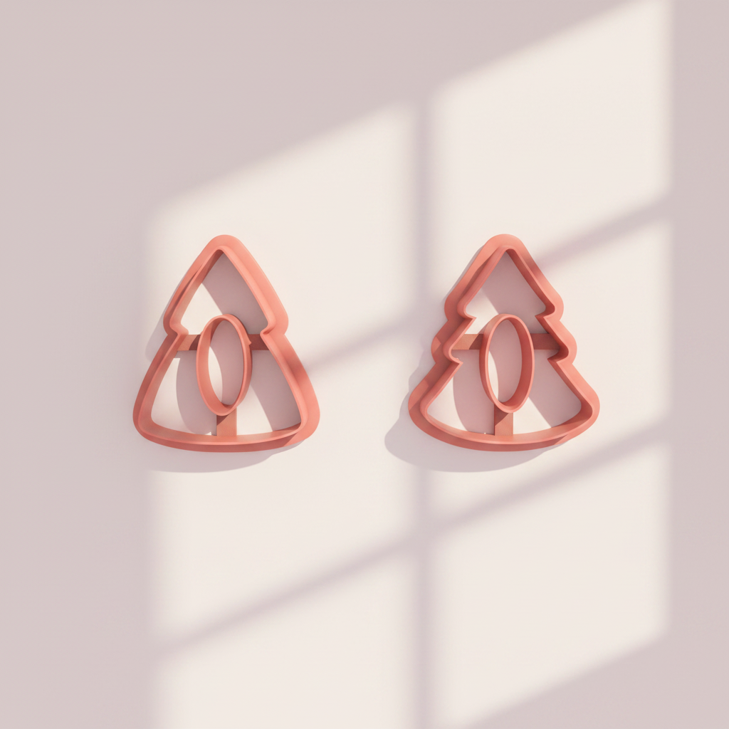 Emporte-pièces sapin minimaliste – Lot de 2 – EP-595 – Pampilles et boucles d'oreilles – 25 à 40 mm