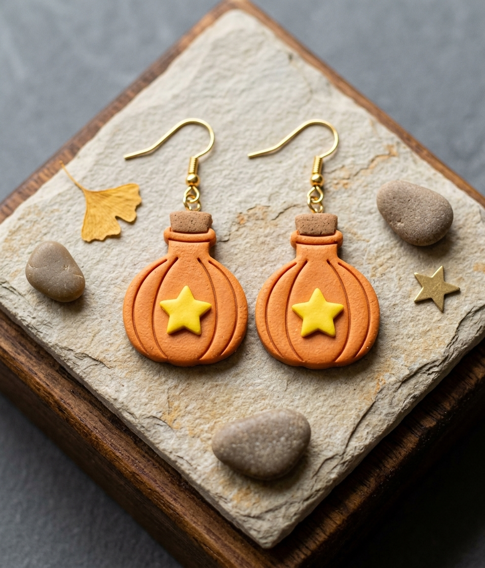 Emporte-pièces potion citrouille et étoile – Lot de 2 – EP-591 – Pampilles et boucles d'oreilles – 15 à 35 mm
