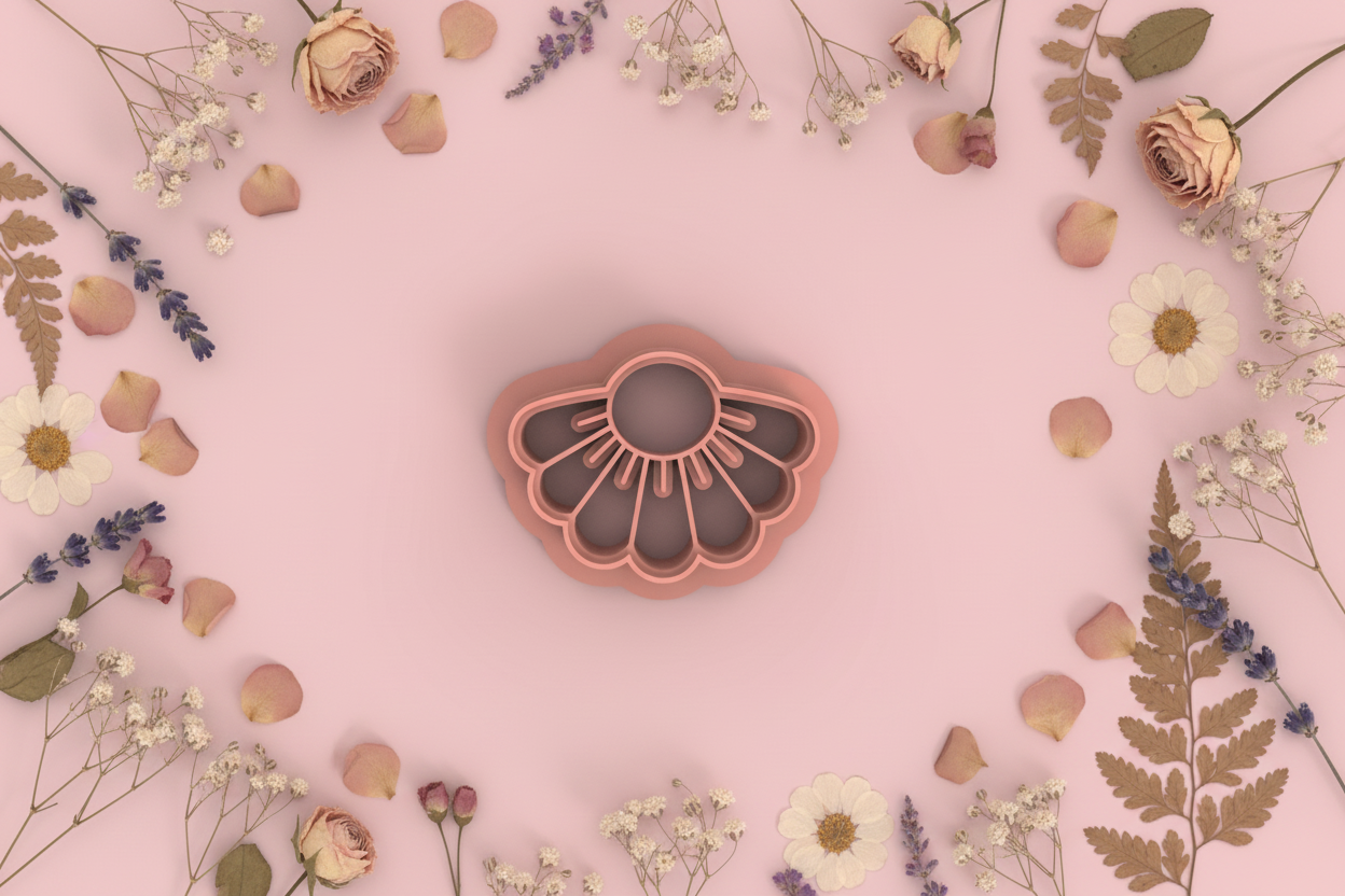 Emporte-pièce fleur demi-ronde ajourée – bijoux pâte polymère – 20 à 45 mm – EP-243