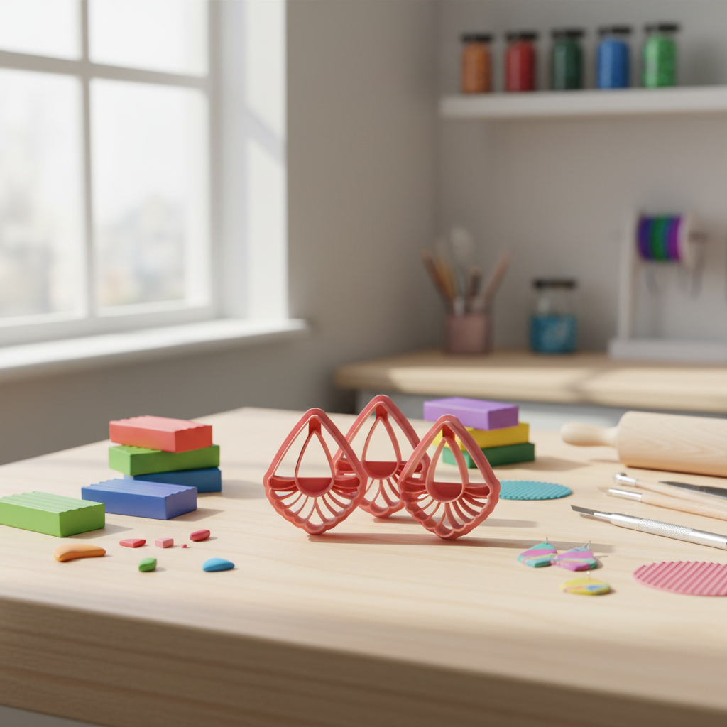 Emporte-pièce goutte éventail ajouré – bijoux pâte polymère – 30 à 45 mm – motif élégant – EP-248