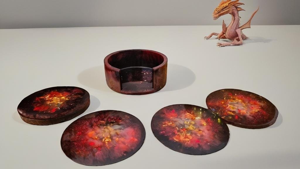 Sous-verres rouge, noir et or "Carla"