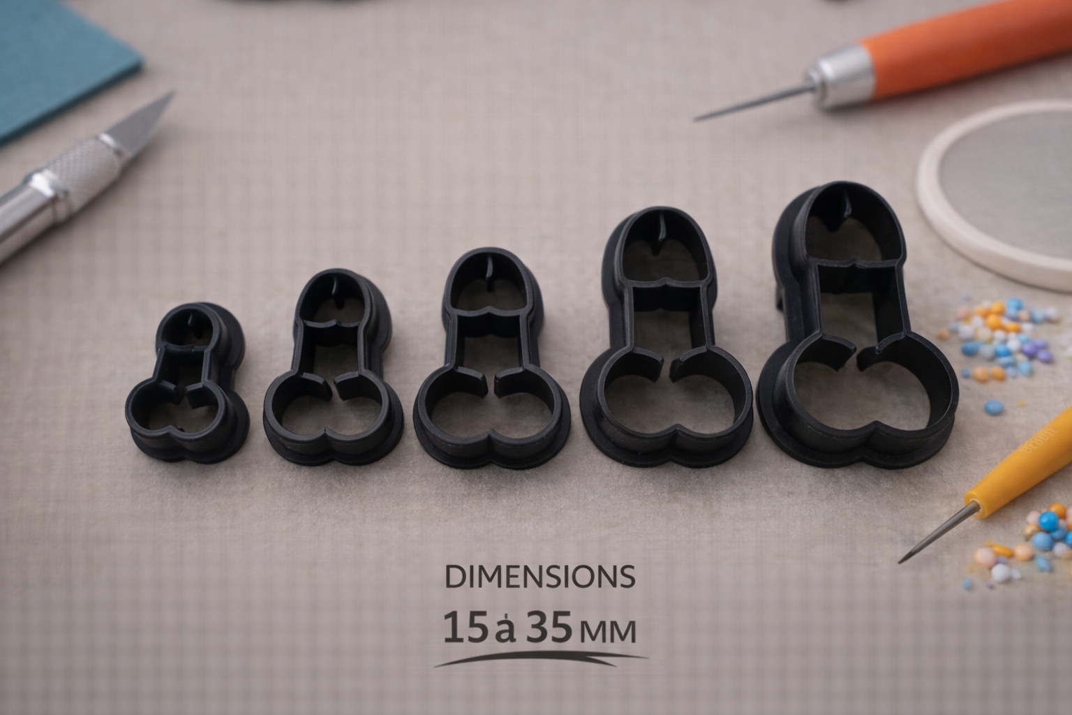 Emporte-pièce forme pénis – cutter pâte polymère – bijoux DIY – pampilles originales – 15 à 35 mm – fabriqué en France