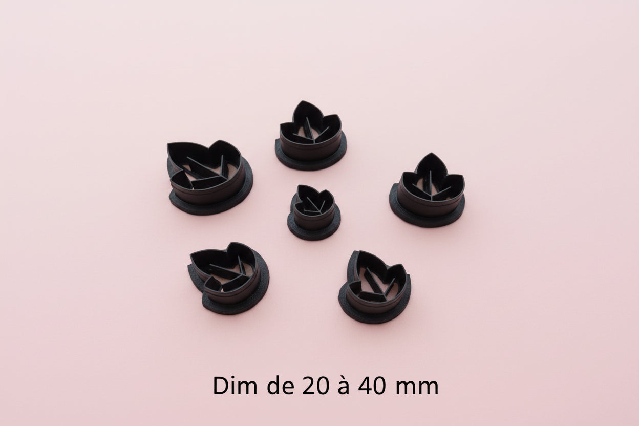 Emporte-pièce feuille stylisée 20 à 40 mm – Découpe bijoux pâte polymère – Outil boucles d’oreilles DIY – Fabriqué en France.EP-61