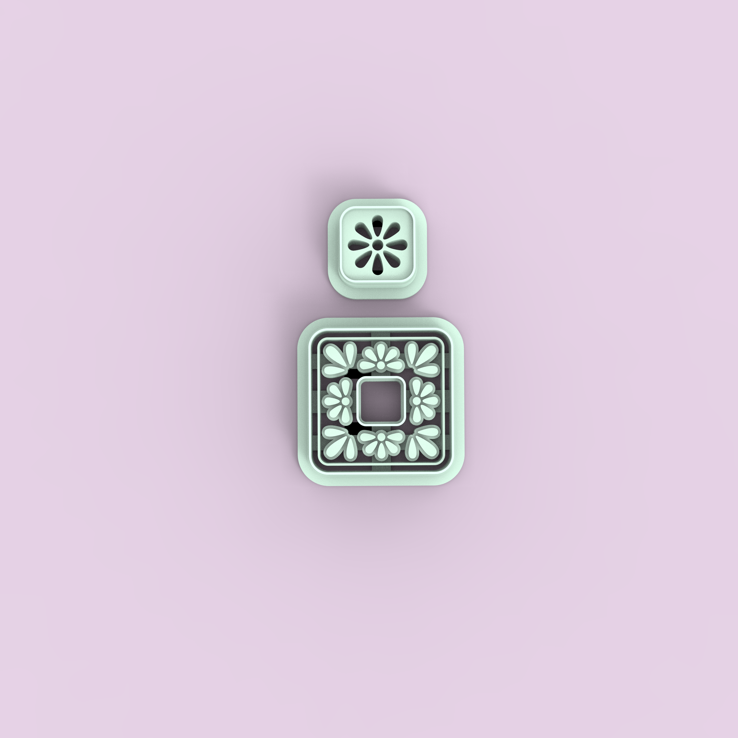 Emporte-pièces carré fleur ajourée – lot de 2 cutters pâte polymère – bijoux DIY pampilles – 40 à 55 mm – EP-195 – fabriqué en France