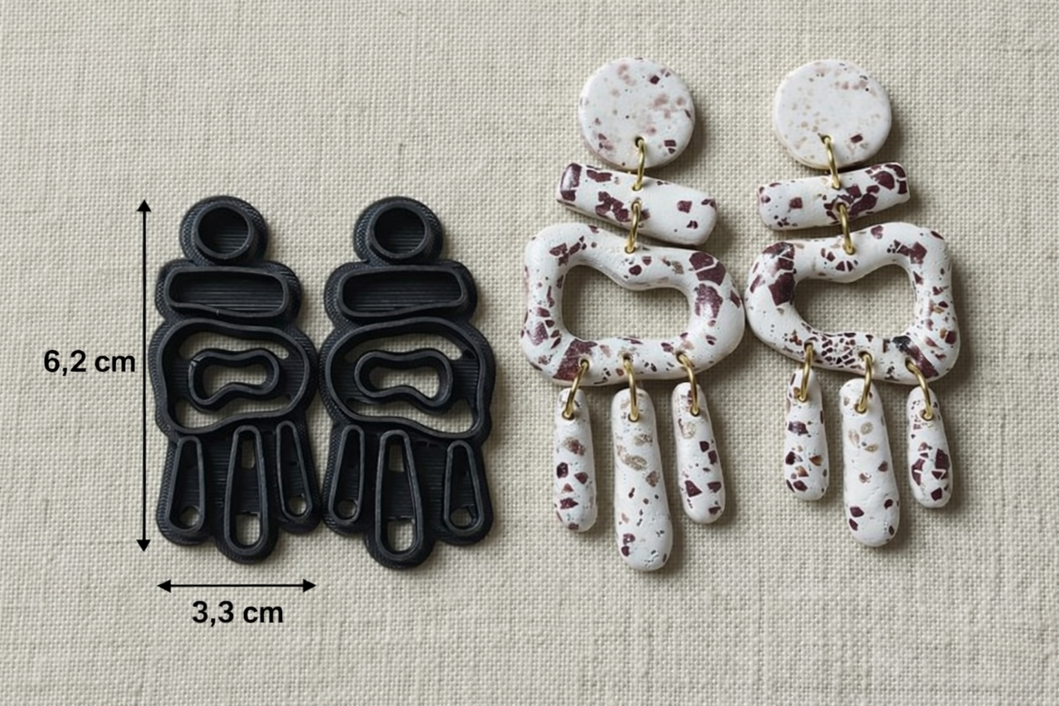 Lot de 2 emporte-pièces pour boucles d’oreilles – Forme graphique ajourée – DIY argile polymère