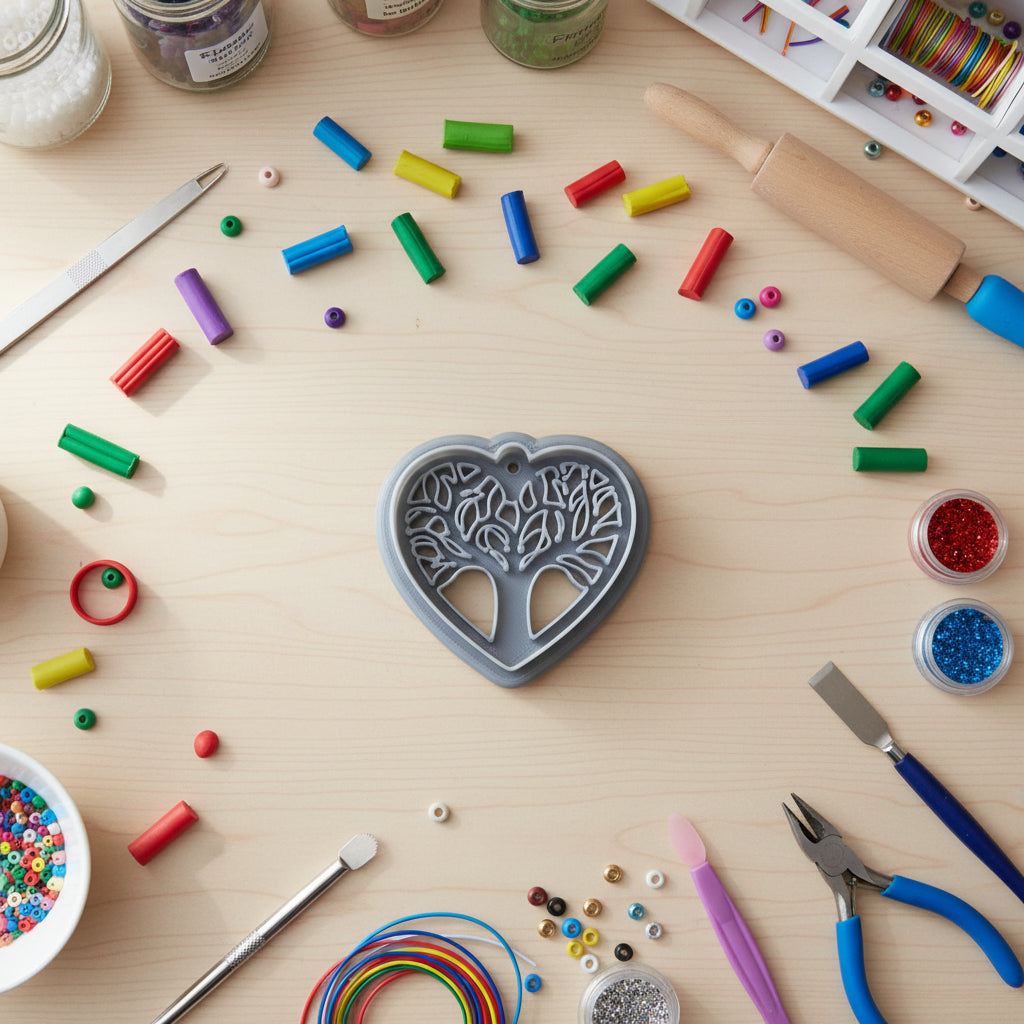 Emporte-pièce cœur Arbre de Vie 30 ou 35 mm – Découpe bijoux pâte polymère – Outil boucles d’oreilles DIY – Fabriqué en France. EP-67