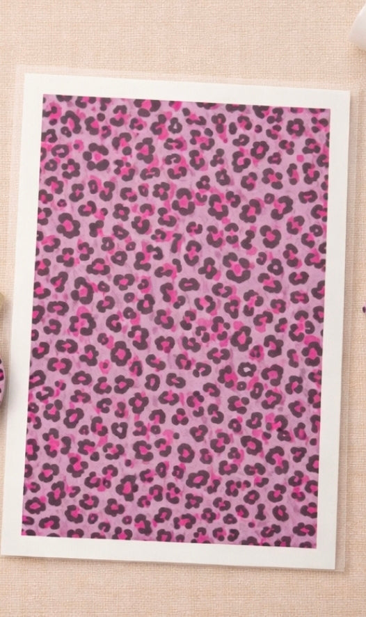 Feuille de transfert léopard rose pour pâte polymère – motif animalier – 9,5 x 14 cm – création bijoux DIY. TF13