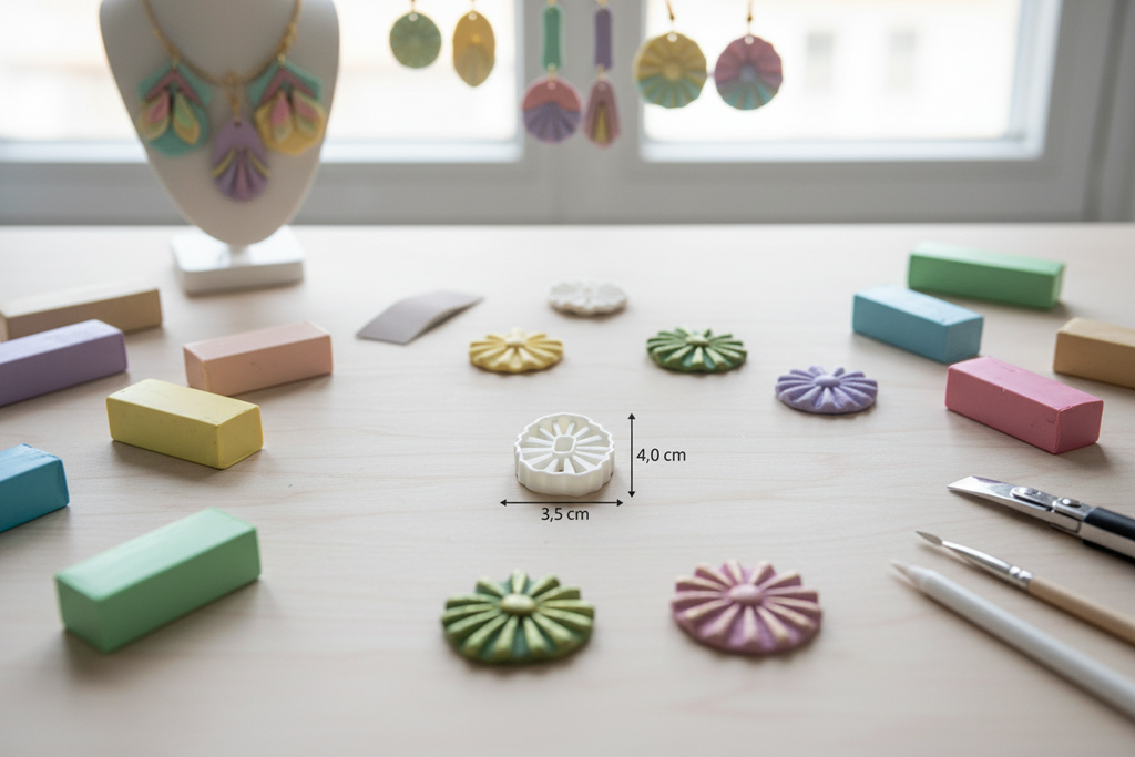 Emporte-pièce pour bijoux – DIY boucles d’oreilles – Forme ronde ajourée soleil – 4 cm. EP-09