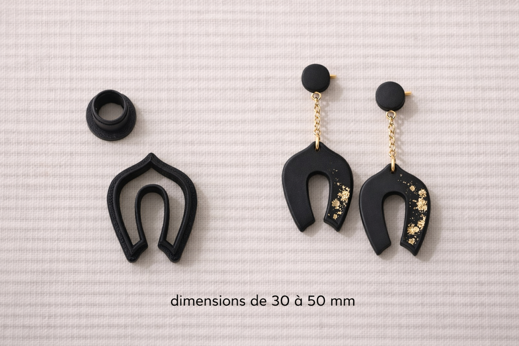 Lot de 2 emporte-pièces Arc Moderne Ajouré – 30 à 50 mm au choix – Découpe bijoux pâte polymère – Fabriqué en France - EP-103