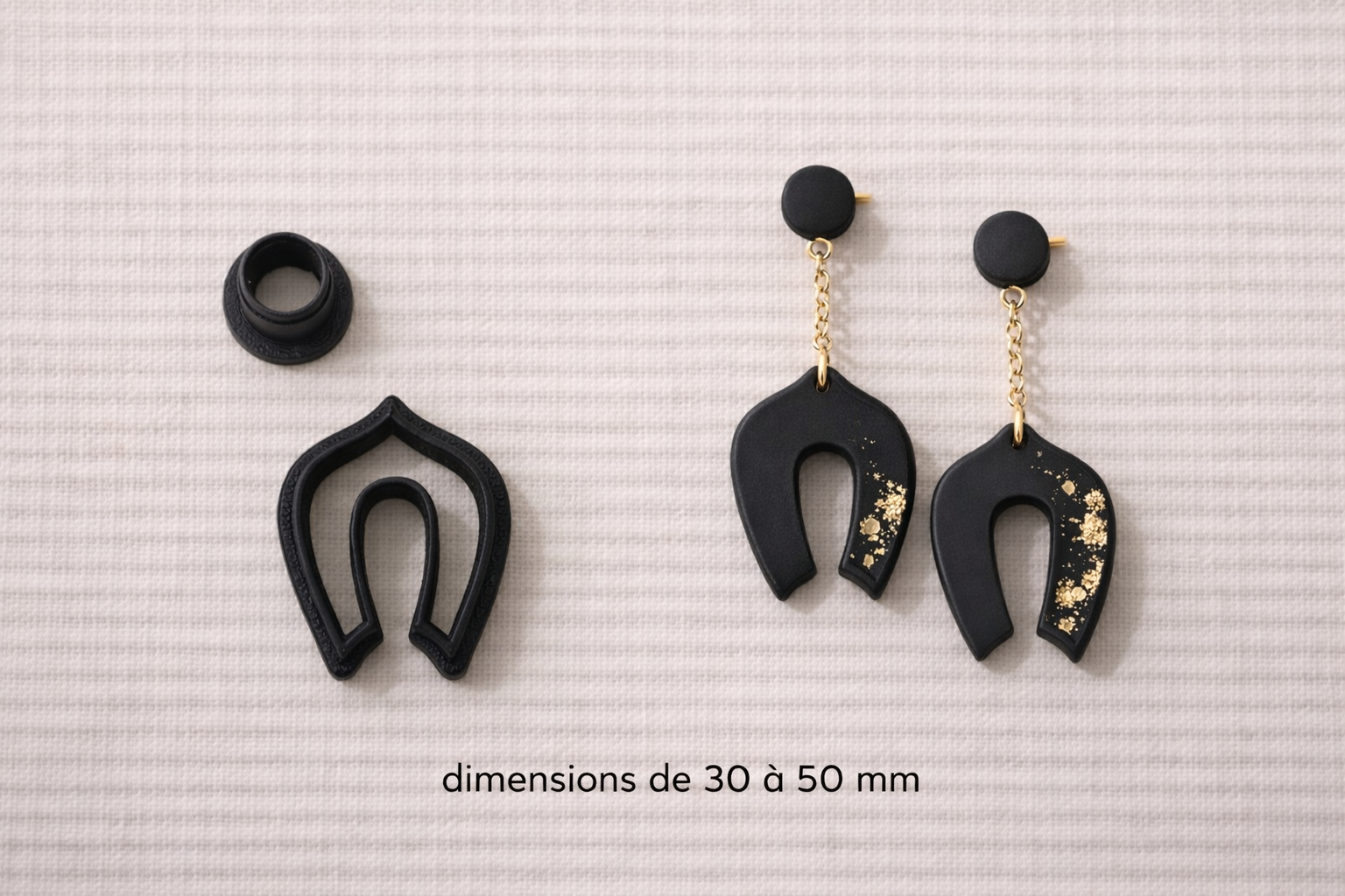 Lot de 2 emporte-pièces Arc Moderne Ajouré – 30 à 50 mm au choix – Découpe bijoux pâte polymère – Fabriqué en France - EP-103