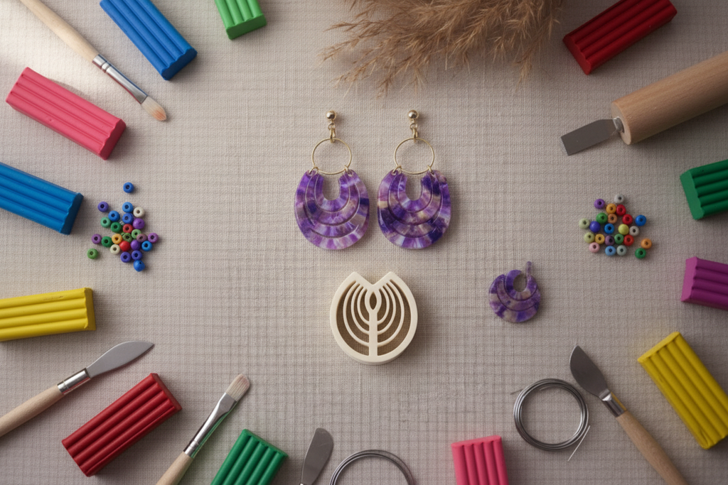 Emporte-pièce pour bijoux – DIY boucles d’oreilles – Forme graphique ajourée éventail – 4,2 cm EP-07