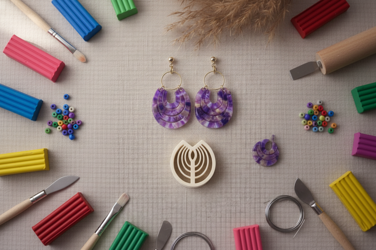 Emporte-pièce pour bijoux – DIY boucles d’oreilles – Forme graphique ajourée éventail – 4,2 cm EP-07