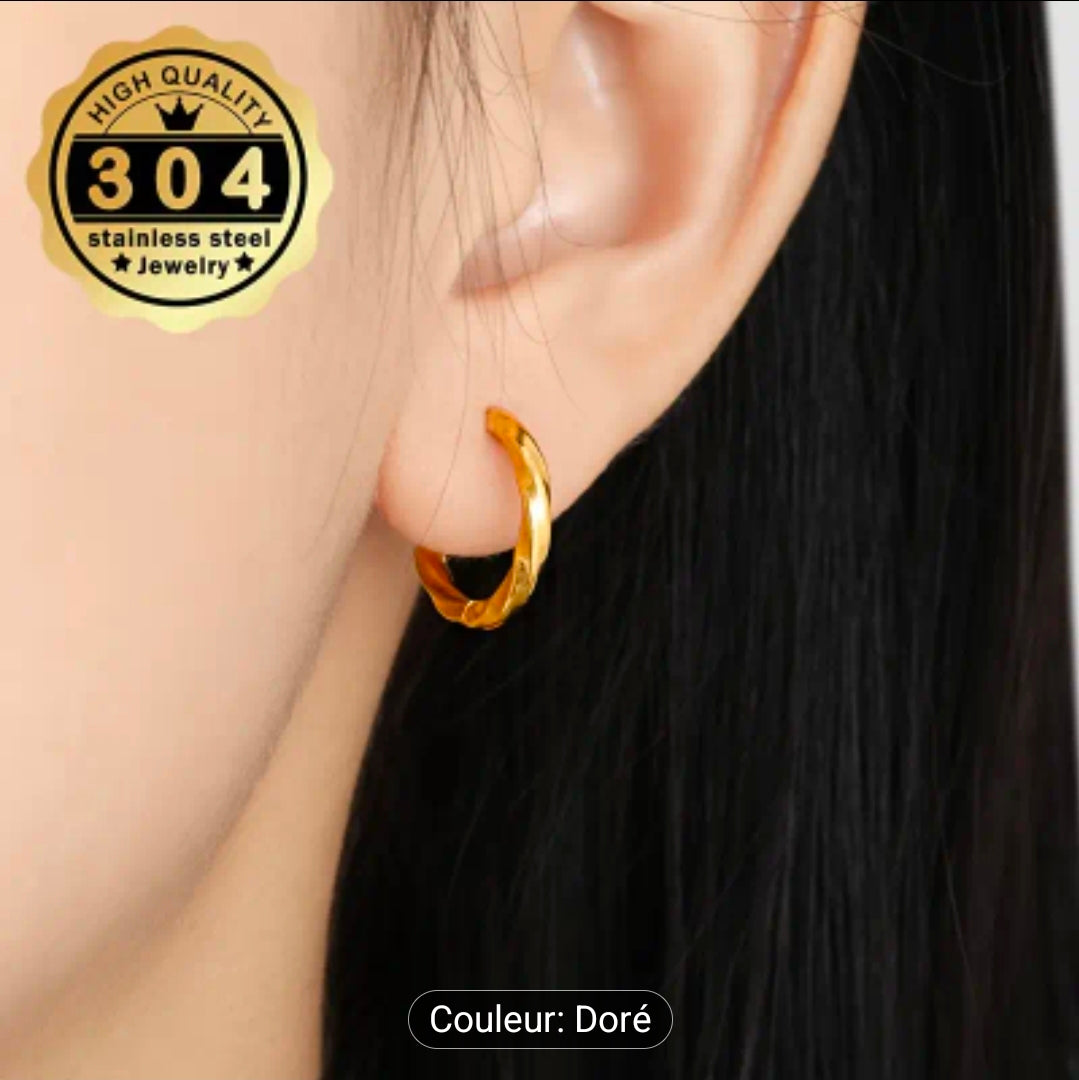 Créoles torsadées – Acier inoxydable 304/304L (Argenté ou Doré)