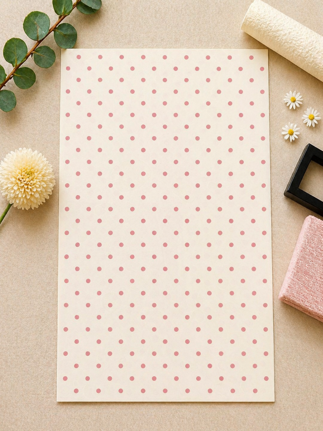 Feuille de transfert pois roses pour pâte polymère  – 7,5 x 12 cm – création bijoux DIY. TF101
