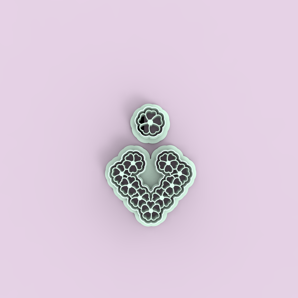 Emporte-pièces demi-lune fleurs ajourées – lot de 2 cutters pâte polymère – bijoux DIY pampilles – 40 à 55 mm – EP-198 – fabriqué en France