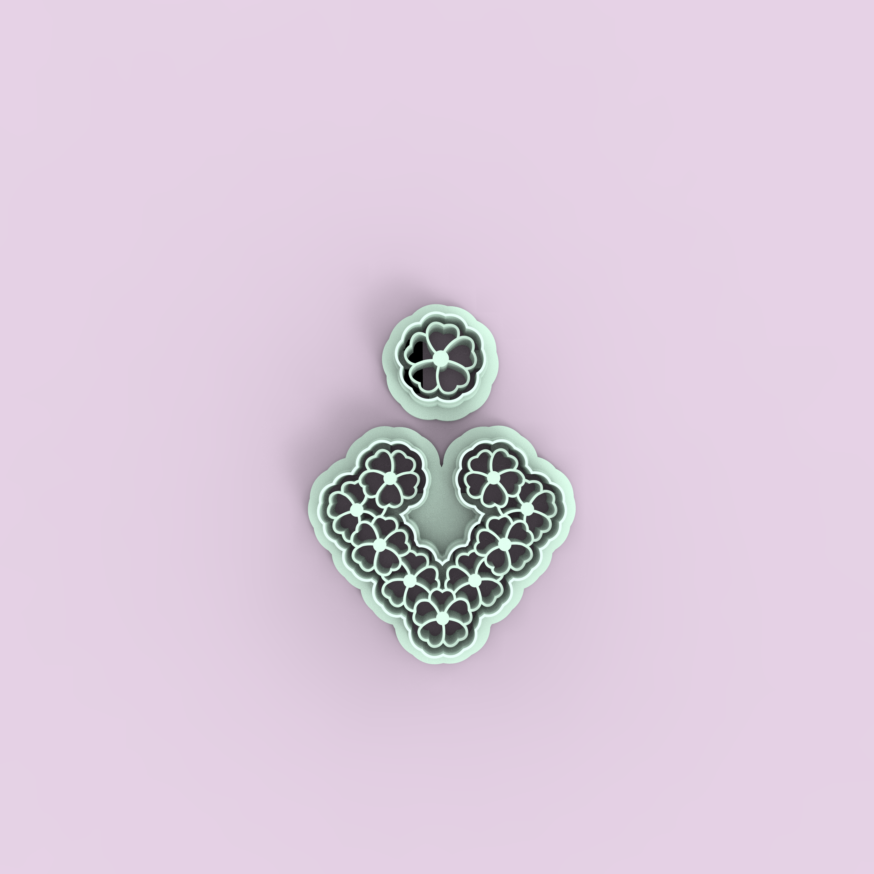 Emporte-pièces demi-lune fleurs ajourées – lot de 2 cutters pâte polymère – bijoux DIY pampilles – 40 à 55 mm – EP-198 – fabriqué en France