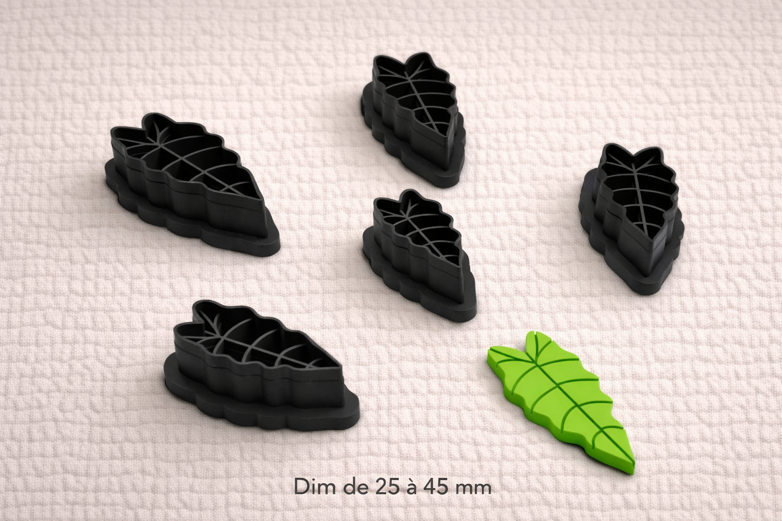 Emporte-pièce feuille nervurée pour bijoux DIY – pampille feuille – 5 tailles de 25 à 45 mm – fabriqué en France. EP-63