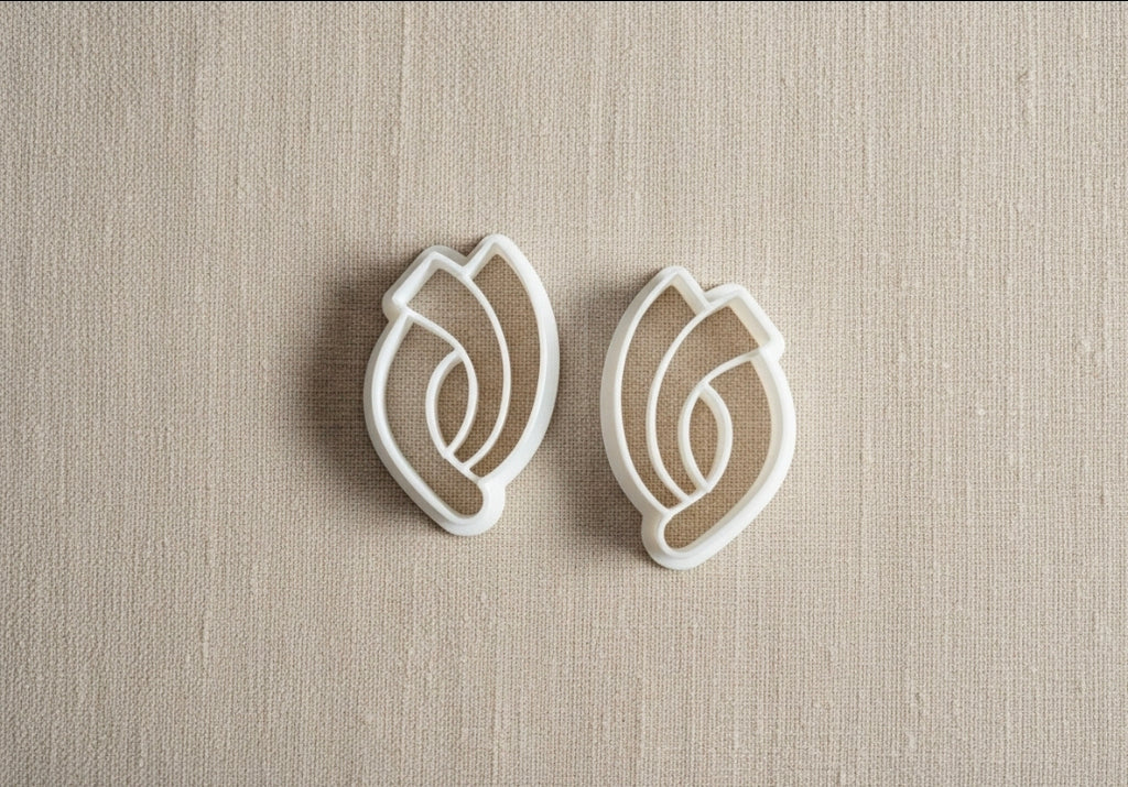 Lot de 2 emporte-pièces pour boucles d’oreilles – Formes organiques ajourées gauche droite – DIY argile polymère. EP-40