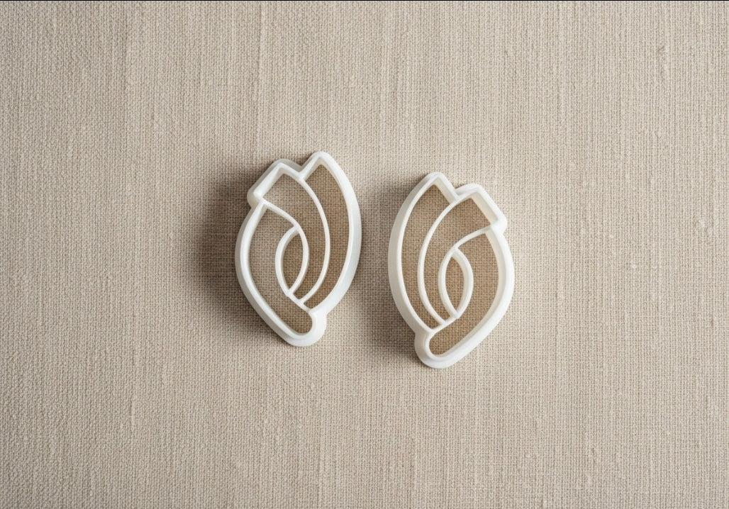 Lot de 2 emporte-pièces pour boucles d’oreilles – Formes organiques ajourées gauche droite – DIY argile polymère. EP-40