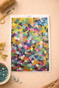 Feuille de transfert abstraite multicolore – motif mosaïque colorée pour pâte polymère bijoux DIY. TF43