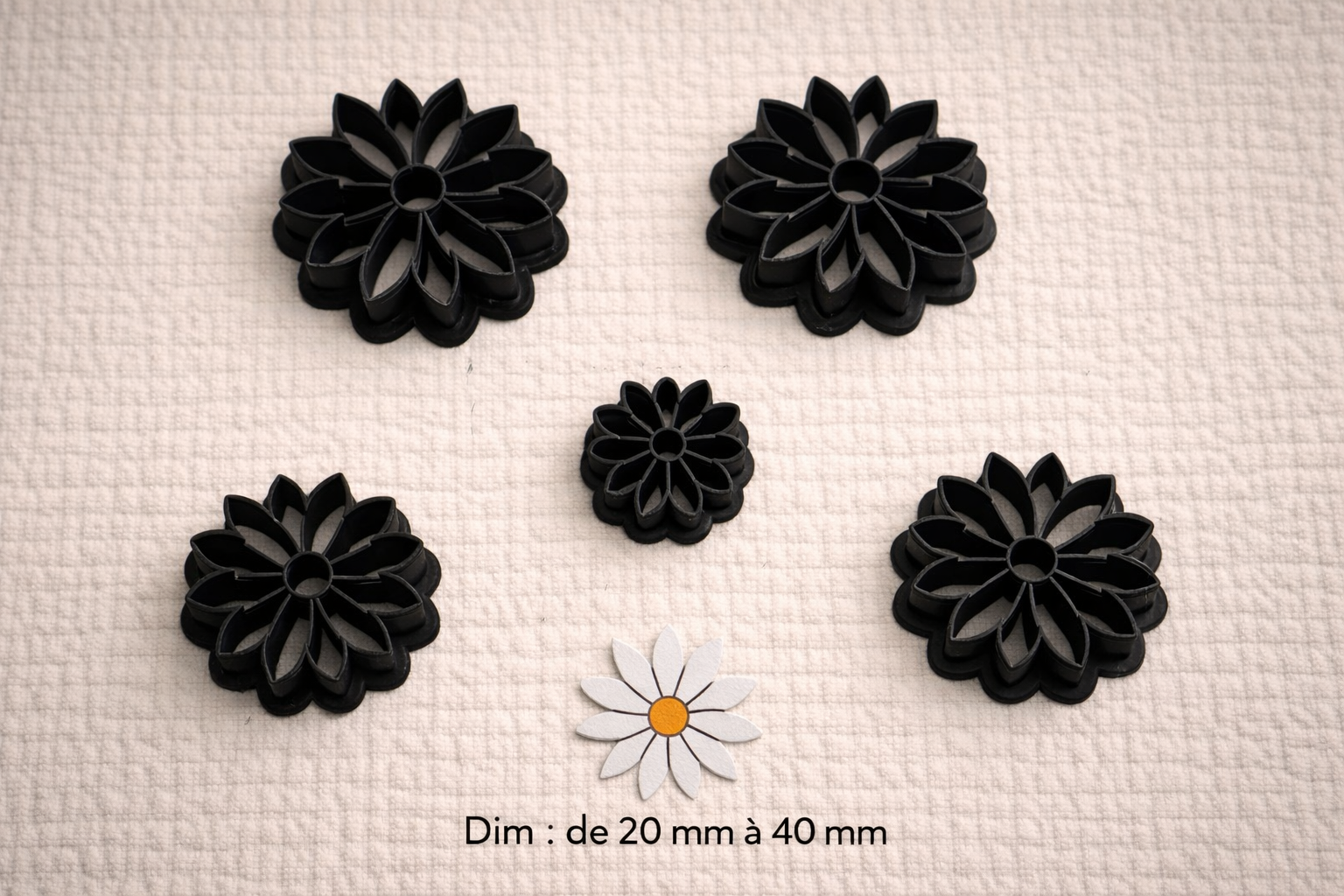 Emporte-pièce fleur marguerite pour bijoux DIY – 5 tailles de 20 mm à 40 mm – fabriqué en France