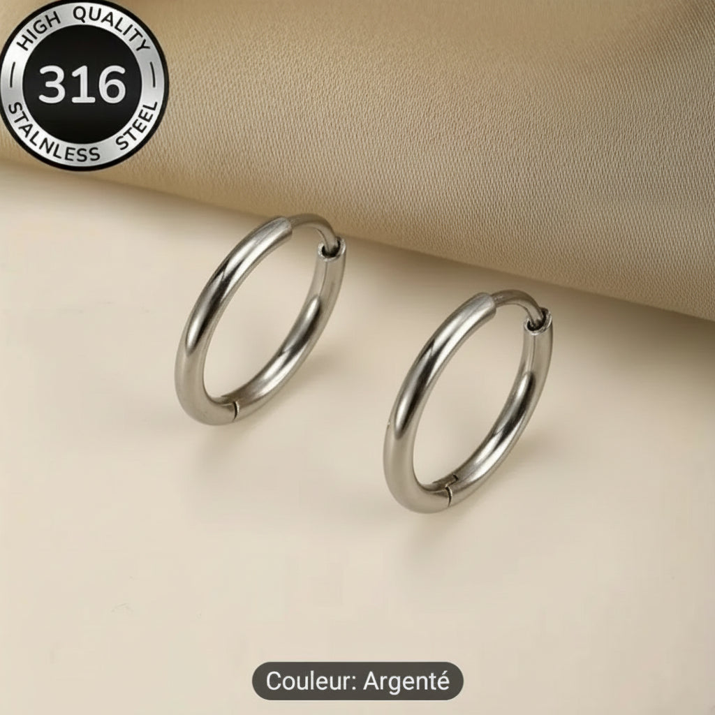 Créoles en acier inoxydable 316 – Doré ou Argenté